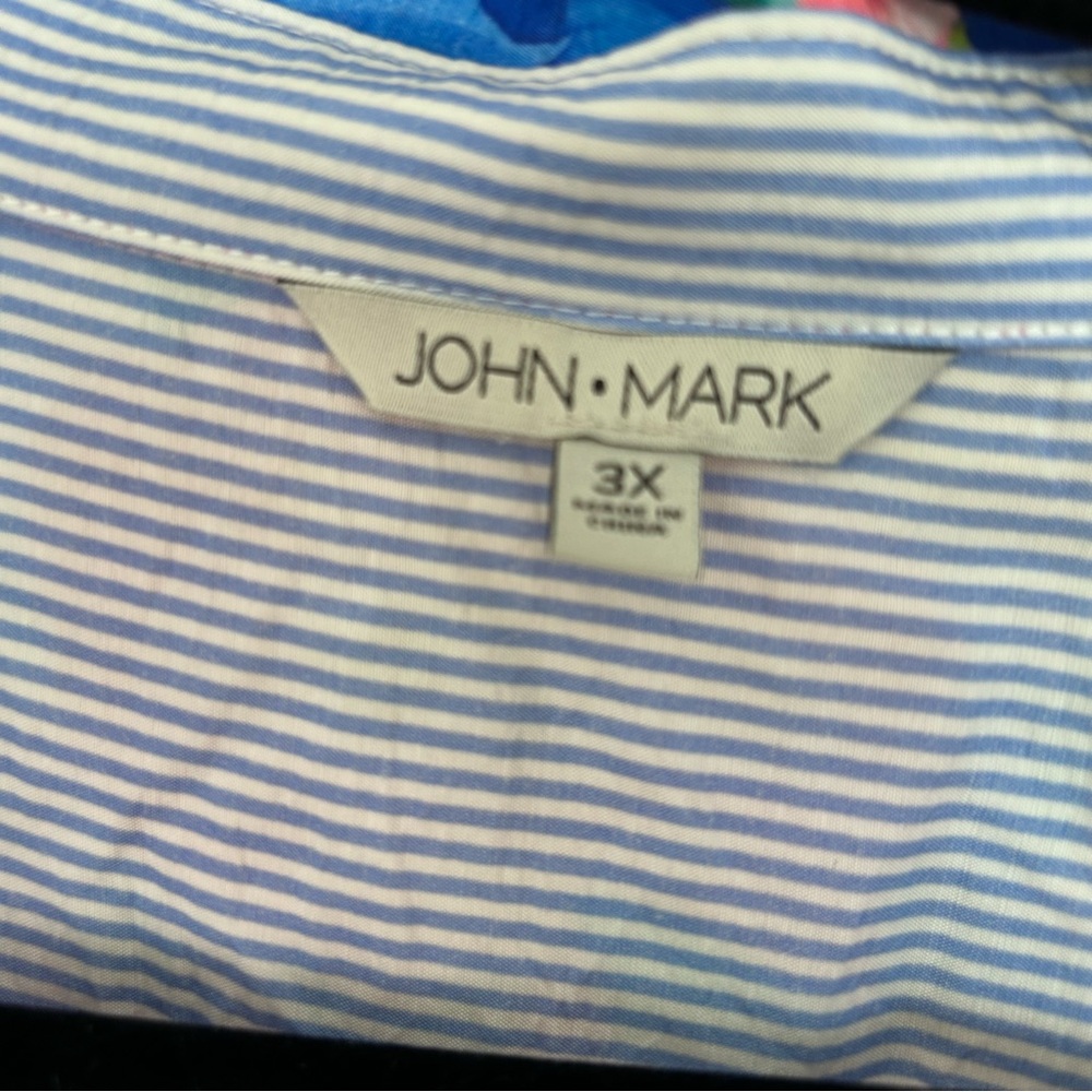John Mark Floral Print Tunic Blouse Plus Size 3XL Pink Blue Shirt Top - Picture 5 of 9